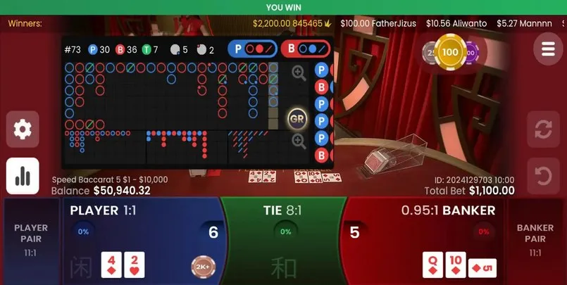 Chơi Baccarat online BET168 hiệu quả với chiến thuật gấp thếp